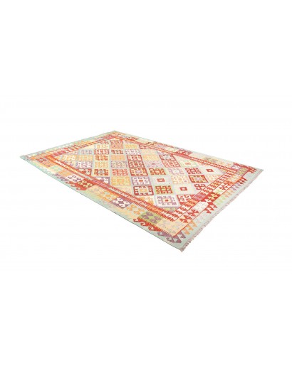 Tappeto Kilim Afghanistan bianco rosso 205x297