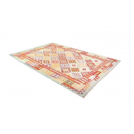 Tappeto Kilim Afghanistan bianco rosso 205x297