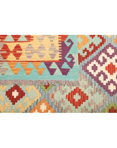 Tappeto Kilim Afghanistan bianco rosso 205x297