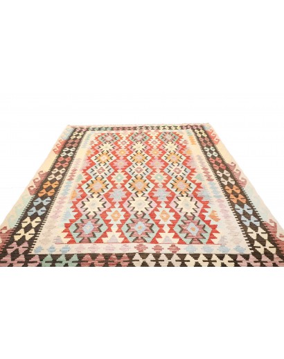 Tappeto Kilim Afghanistan bianco arancione 203x293