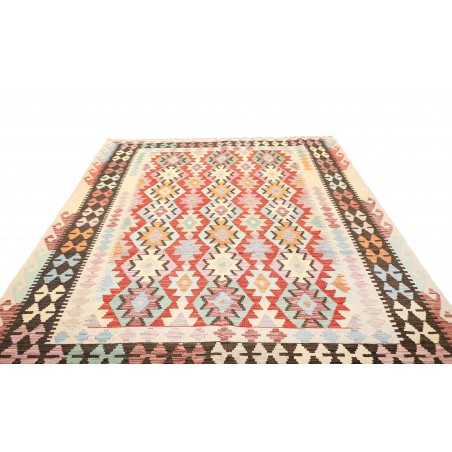 Tappeto Kilim Afghanistan bianco arancione 203x293