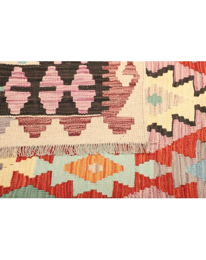 Tappeto Kilim Afghanistan bianco arancione 203x293