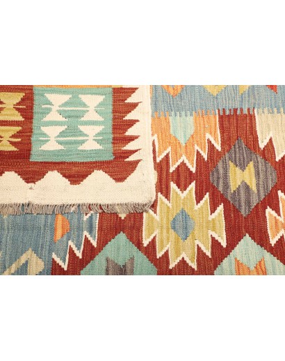 Tappeto Kilim Afghanistan bianco rosso 240x336