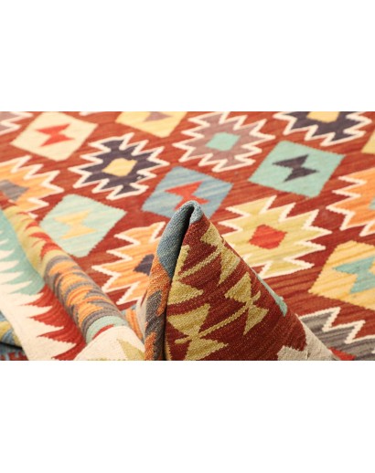 Tappeto Kilim Afghanistan bianco rosso 240x336