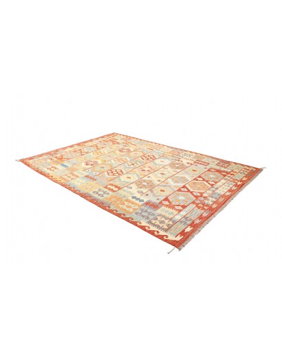 Tappeto Kilim Afghanistan bianco giallo 203x294