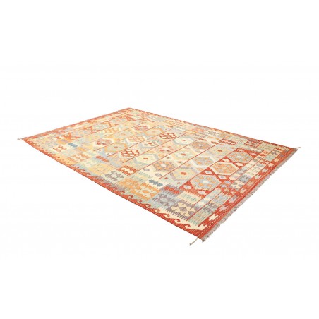 Tappeto Kilim Afghanistan bianco giallo 203x294
