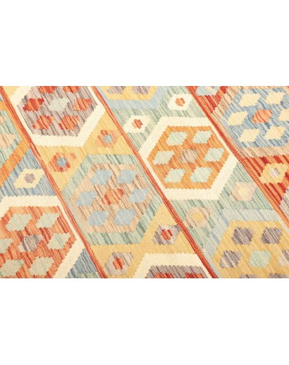 Tappeto Kilim Afghanistan bianco giallo 203x294