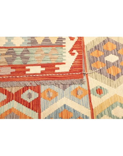 Tappeto Kilim Afghanistan bianco giallo 203x294