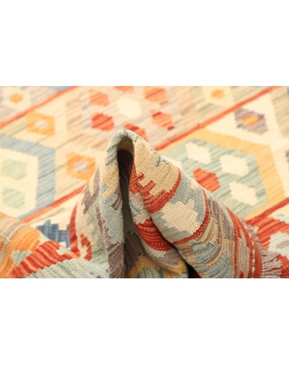 Tappeto Kilim Afghanistan bianco giallo 203x294