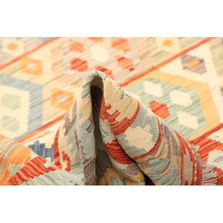 Tappeto Kilim Afghanistan bianco giallo 203x294