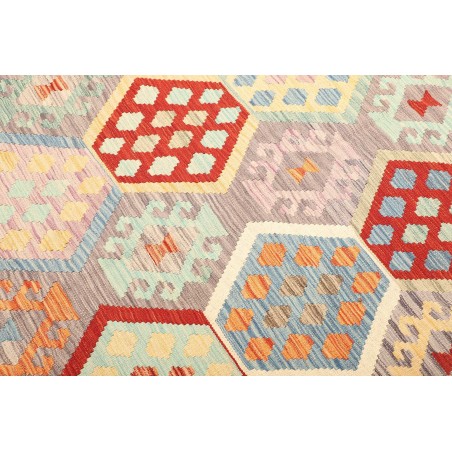 Tappeto Kilim Afghanistan bianco rosso 204x304