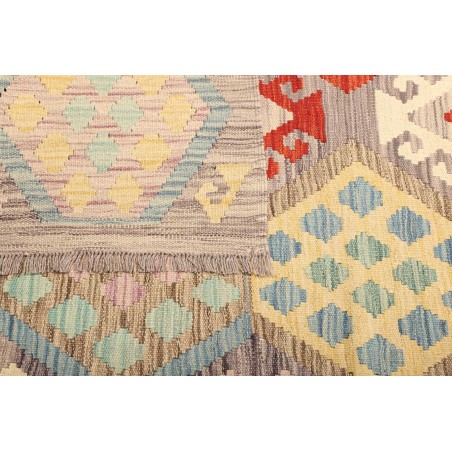 Tappeto Kilim Afghanistan bianco rosso 204x304