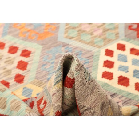 Tappeto Kilim Afghanistan bianco rosso 204x304