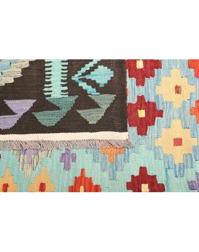 Tappeto Kilim Afghanistan bianco verde 200x306