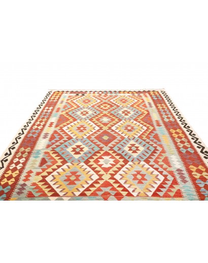 Tappeto Kilim Afghanistan bianco rosso 203x300