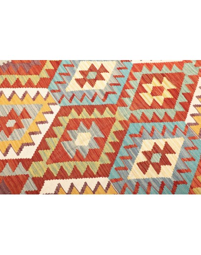 Tappeto Kilim Afghanistan bianco rosso 203x300