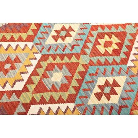 Tappeto Kilim Afghanistan bianco rosso 203x300