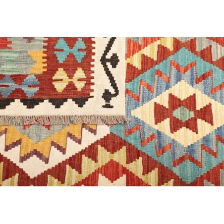 Tappeto Kilim Afghanistan bianco rosso 203x300