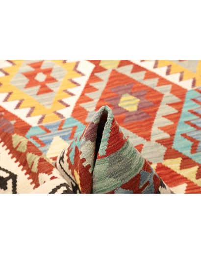 Tappeto Kilim Afghanistan bianco rosso 203x300