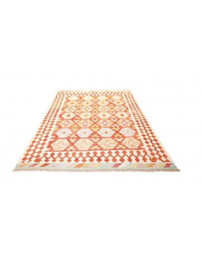 Tappeto Kilim Afghanistan bianco arancione 167x240