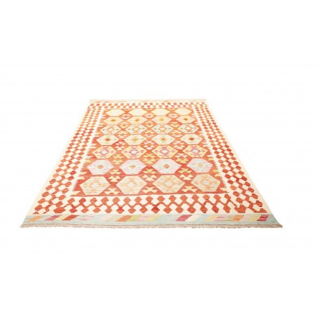 Tappeto Kilim Afghanistan bianco arancione 167x240