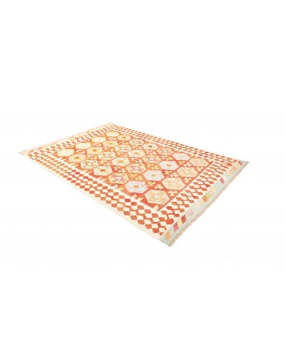 Tappeto Kilim Afghanistan bianco arancione 167x240