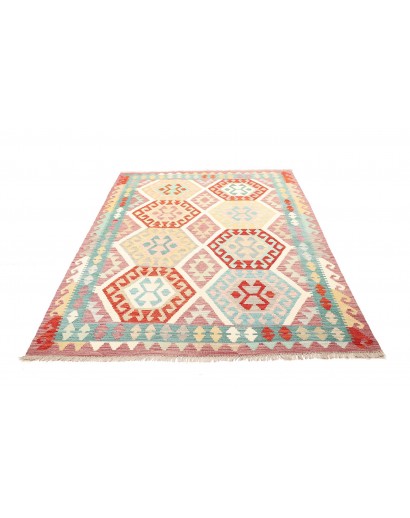 Tappeto Kilim Afghanistan bianco azzurro 155x209