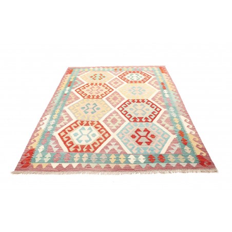 Tappeto Kilim Afghanistan bianco azzurro 155x209