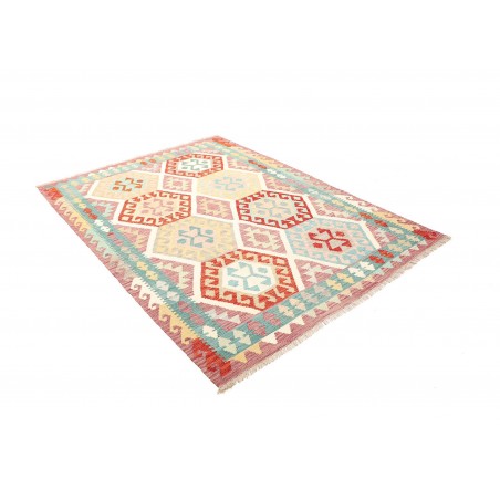 Tappeto Kilim Afghanistan bianco azzurro 155x209