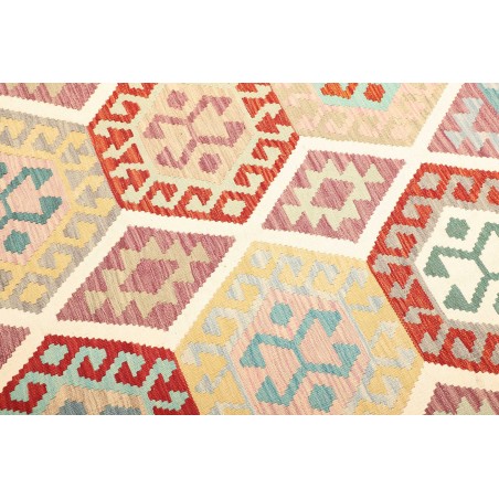 Tappeto Kilim Afghanistan bianco azzurro 155x209
