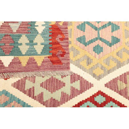 Tappeto Kilim Afghanistan bianco azzurro 155x209