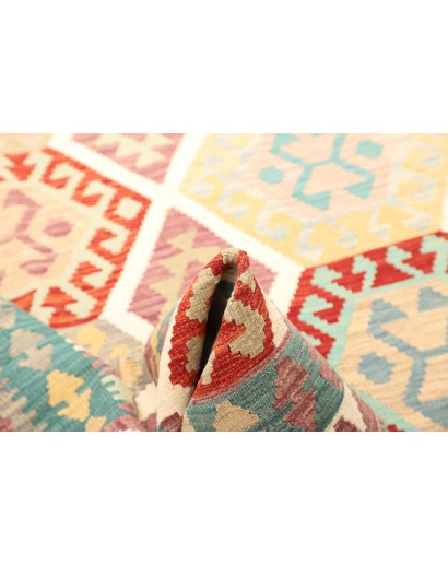 Tappeto Kilim Afghanistan bianco azzurro 155x209