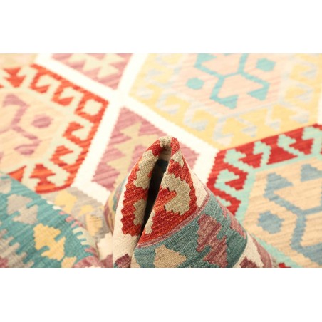 Tappeto Kilim Afghanistan bianco azzurro 155x209