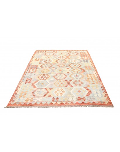 Tappeto Kilim Afghanistan bianco rosso 153x201