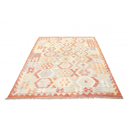 Tappeto Kilim Afghanistan bianco rosso 153x201