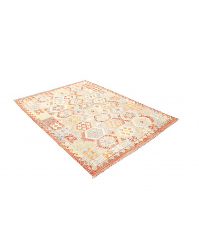 Tappeto Kilim Afghanistan bianco rosso 153x201