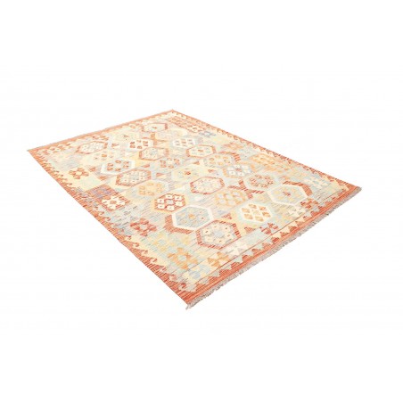 Tappeto Kilim Afghanistan bianco rosso 153x201