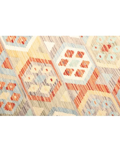 Tappeto Kilim Afghanistan bianco rosso 153x201