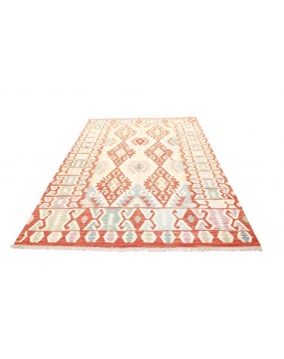 Tappeto Kilim Afghanistan bianco arancione 175x251