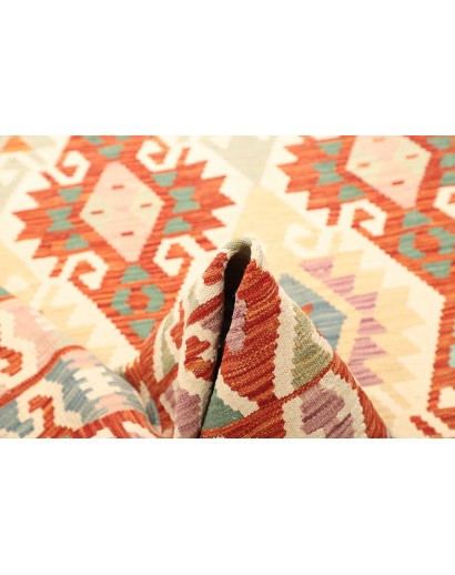 Tappeto Kilim Afghanistan bianco arancione 175x251