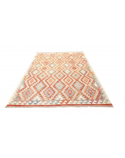 Tappeto Kilim Afghanistan bianco arancione 170x252