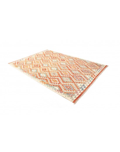 Tappeto Kilim Afghanistan bianco arancione 170x252