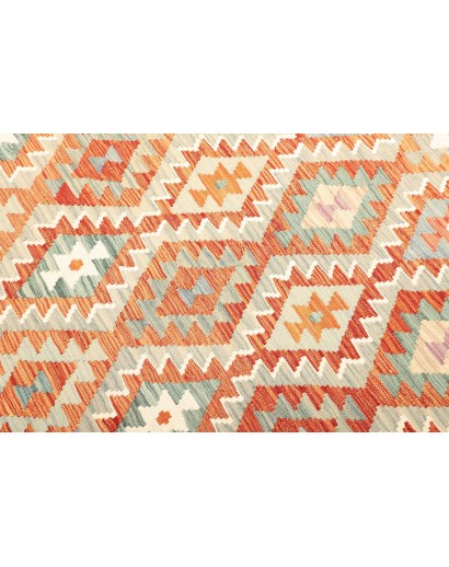 Tappeto Kilim Afghanistan bianco arancione 170x252
