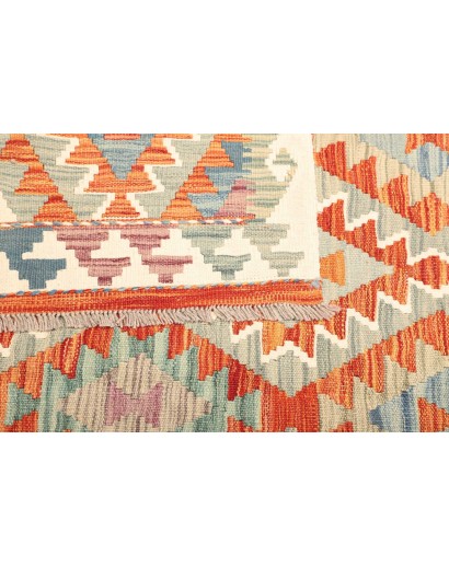 Tappeto Kilim Afghanistan bianco arancione 170x252