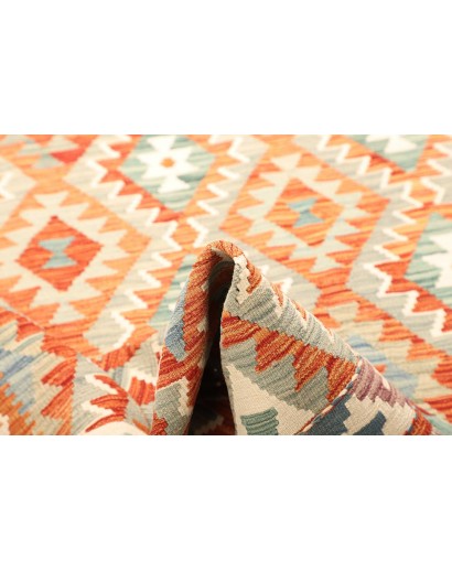 Tappeto Kilim Afghanistan bianco arancione 170x252