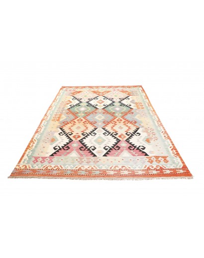 Tappeto Kilim Afghanistan bianco arancione 170x247