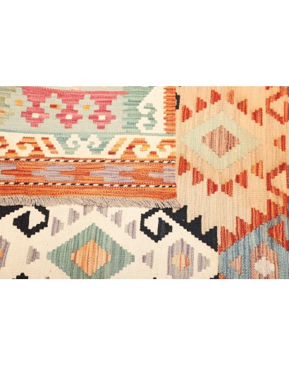 Tappeto Kilim Afghanistan bianco arancione 170x247