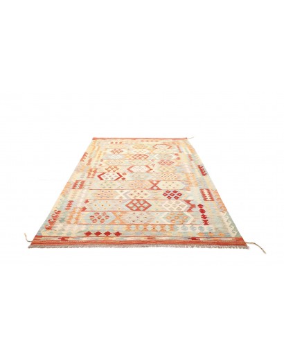 Tappeto Kilim Afghanistan bianco rosso 173x240