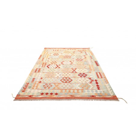 Tappeto Kilim Afghanistan bianco rosso 173x240
