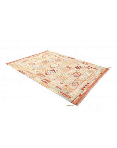 Tappeto Kilim Afghanistan bianco rosso 173x240